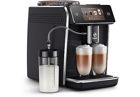 SAECO SM6680/00 Gran Aroma Kaffeevollautomat (Klavierlack-Schwarz, Scheibenmahlwerk aus Keramik, 15 bar, externer Milchbehälter)