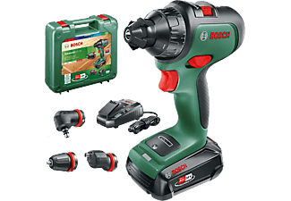 BOSCH AdvancedDrill 18 Akkumulátoros kétfokozatú fúrócsavarozó adapterekkel, 18V, akkuval és töltővel (1x2,5 Ah), kofferben,