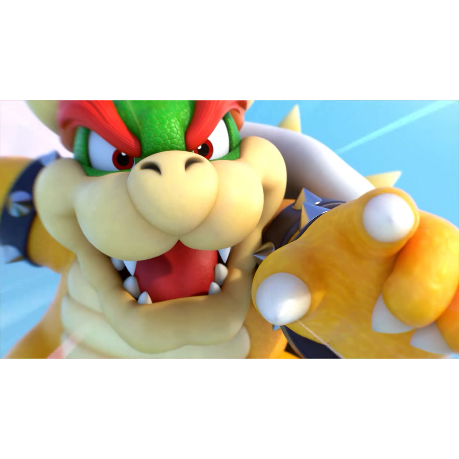 Bowser di Super Mario. Primo piano del suo volto, con espressione feroce e artigli.