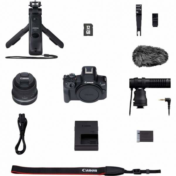 Aparat CANON EOS R50 + RF-S 18-45 IS STM + Creator Kit Czarny