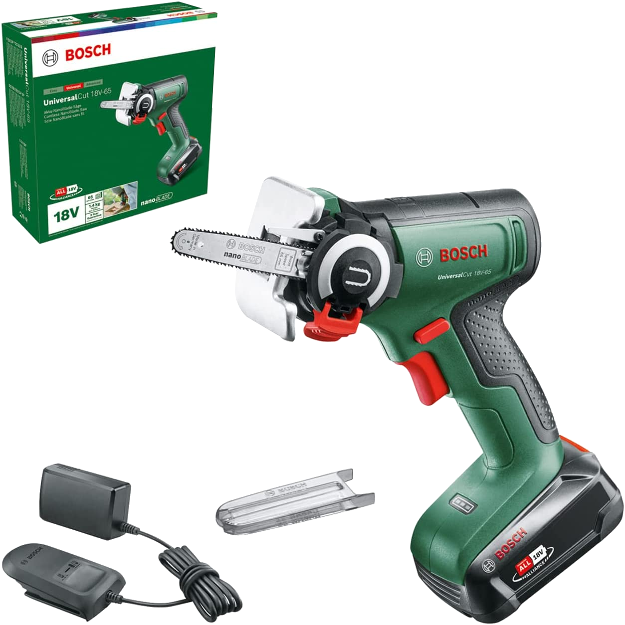 BOSCH UniversalCut 18V-65 Akkumulátoros nanoblade fűrész, 18V, akkuval és töltővel (1x2,5 Ah) (06033D5202)