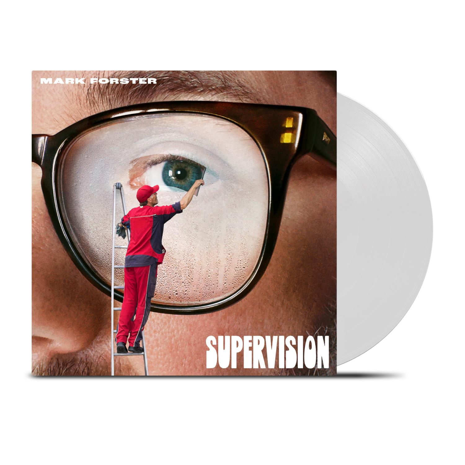 Albumcover: Mann putzt ein riesiges Auge. Titel: Supervision, von Mark Forster.