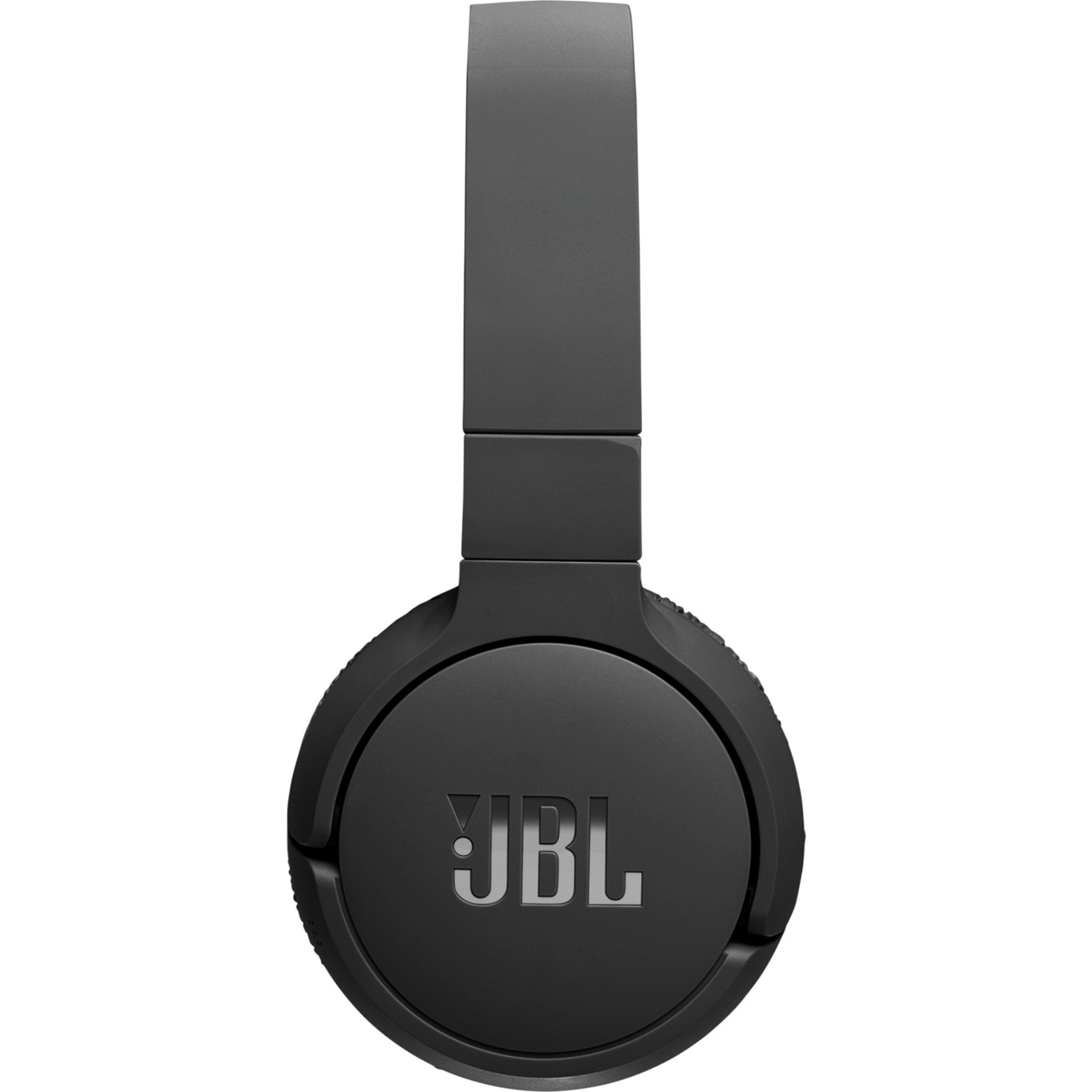 Auriculares JBL negros, vista frontal, logotipo de la marca visible.