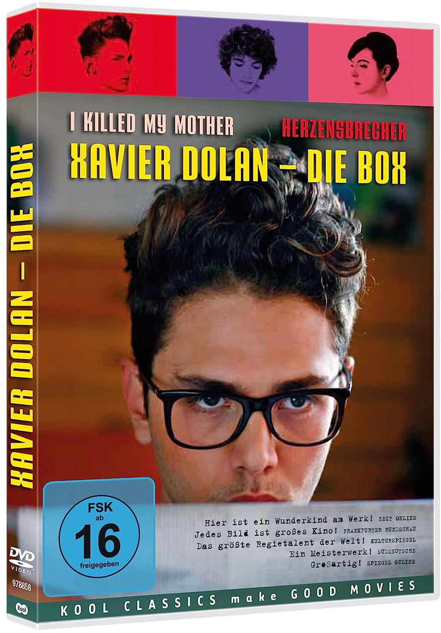 DVD-Cover mit einem Männergesicht, Titel: I Killed My Mother, und Text auf Deutsch.