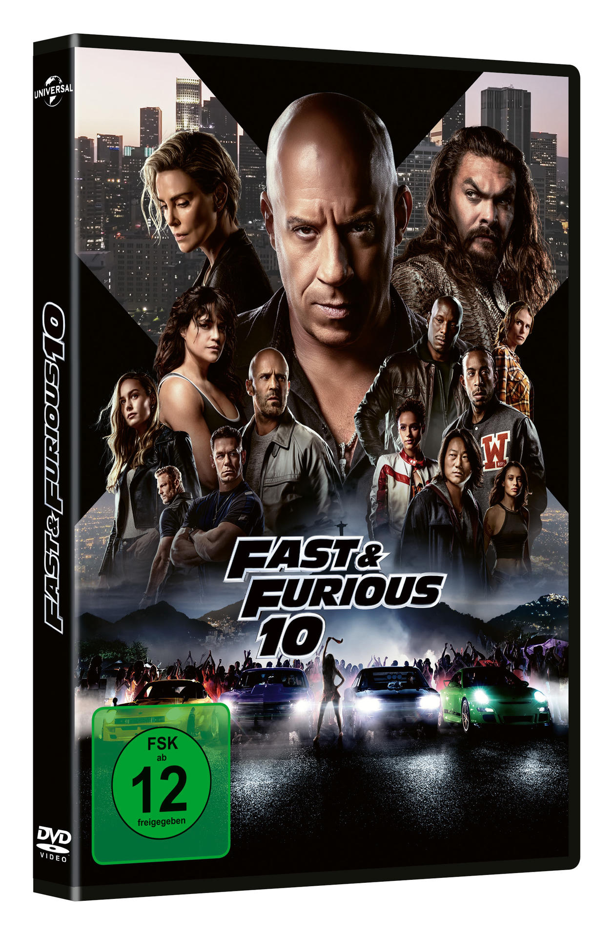DVD-Hülle für den Film Fast & Furious 10 mit der Besetzung und dem Filmtitel.