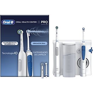 Centro de higiene dental - Oral-B Irrigador + Cepillo de dientes eléctrico Pro 1, 5 modos, Tecnologia 3D, Blanco