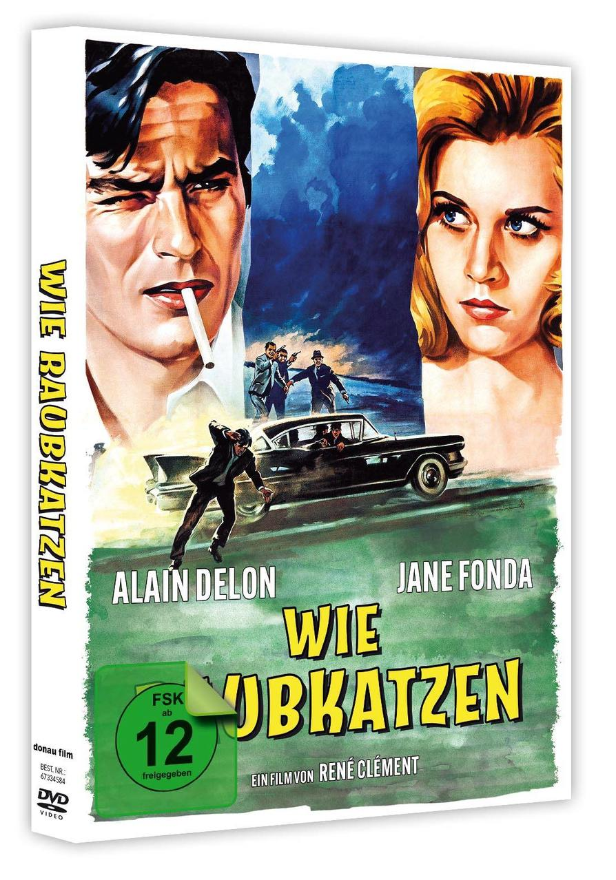 DVD-Cover mit zwei Personen und einem schwarzen Auto. Text auf Deutsch: WIE RAUBKATZEN.