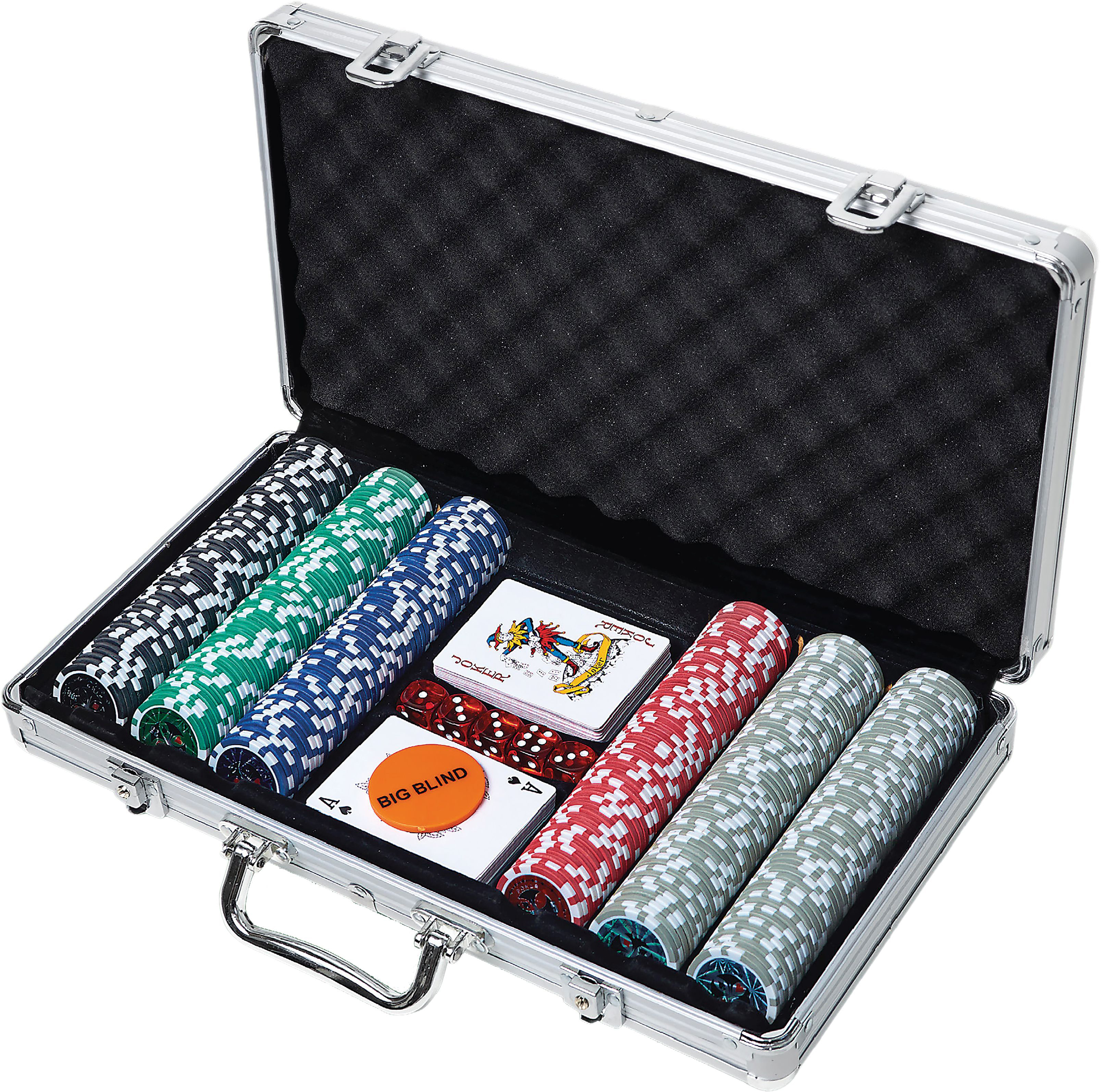 NATURAL GAMES Poker-Set im Aluminiumkoffer, 300 Chips Kartenspiel Mehrfarbig