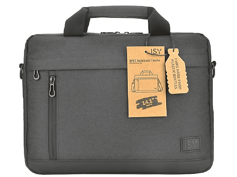 ISY INB 2140-1-BK Notebooktasche Umhängetasche für Universal recyceltes Polyethylenterephthalat, Schwarz
