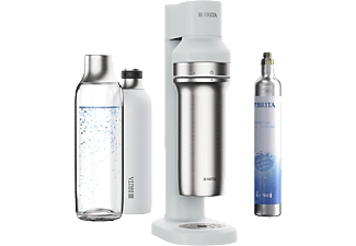 BRITA sodaTRIO inkl. 1 Glas- + 1 Edelstahlflasche und CO2-Zylinder – Wassersprudler (Weiss)