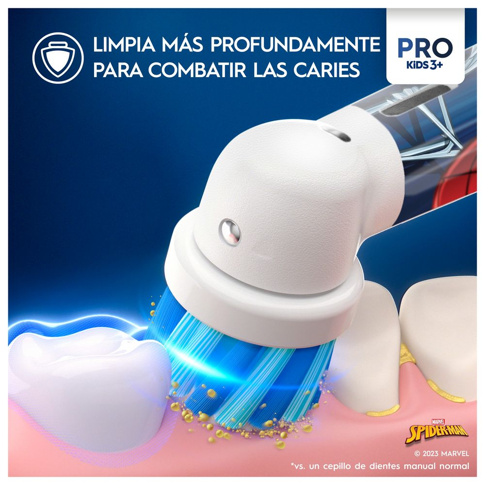 Cepillo eléctrico Oral-B Pro Kids Spider-Man, Modos, Estuche