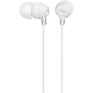 Auriculares de botón - Sony MDR-EX15LPW, 8Hz - 22.000Hz, 100dB/mW, Botón, Tapones de Silicona, Iman de Neodimio, Blanco