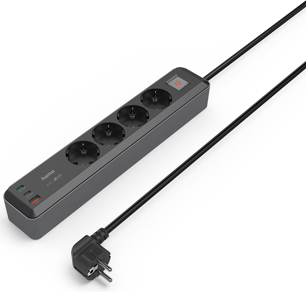 HAMA 223189 Stekkerdoos 4V USB-C 1.4m Zwart
