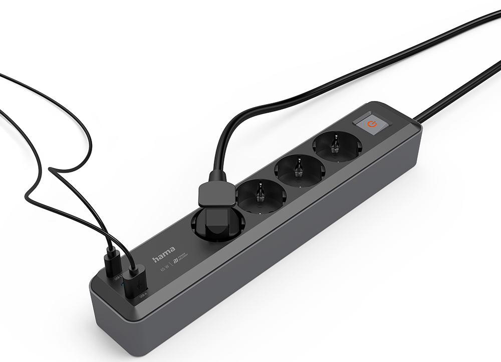 HAMA 223189 Stekkerdoos 4V USB-C 1.4m Zwart