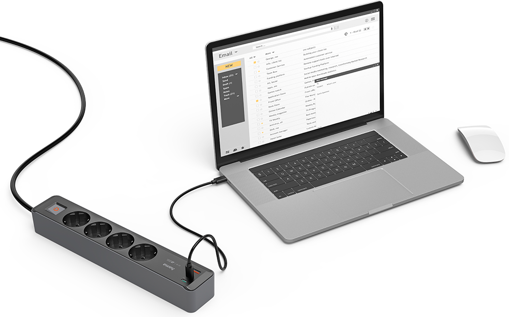 HAMA 223189 Stekkerdoos 4V USB-C 1.4m Zwart