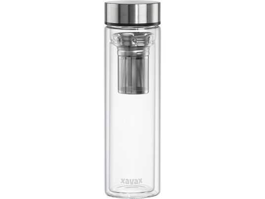XAVAX 450 ml Glass - Trinkflasche (Transparent/Pastellblau)
