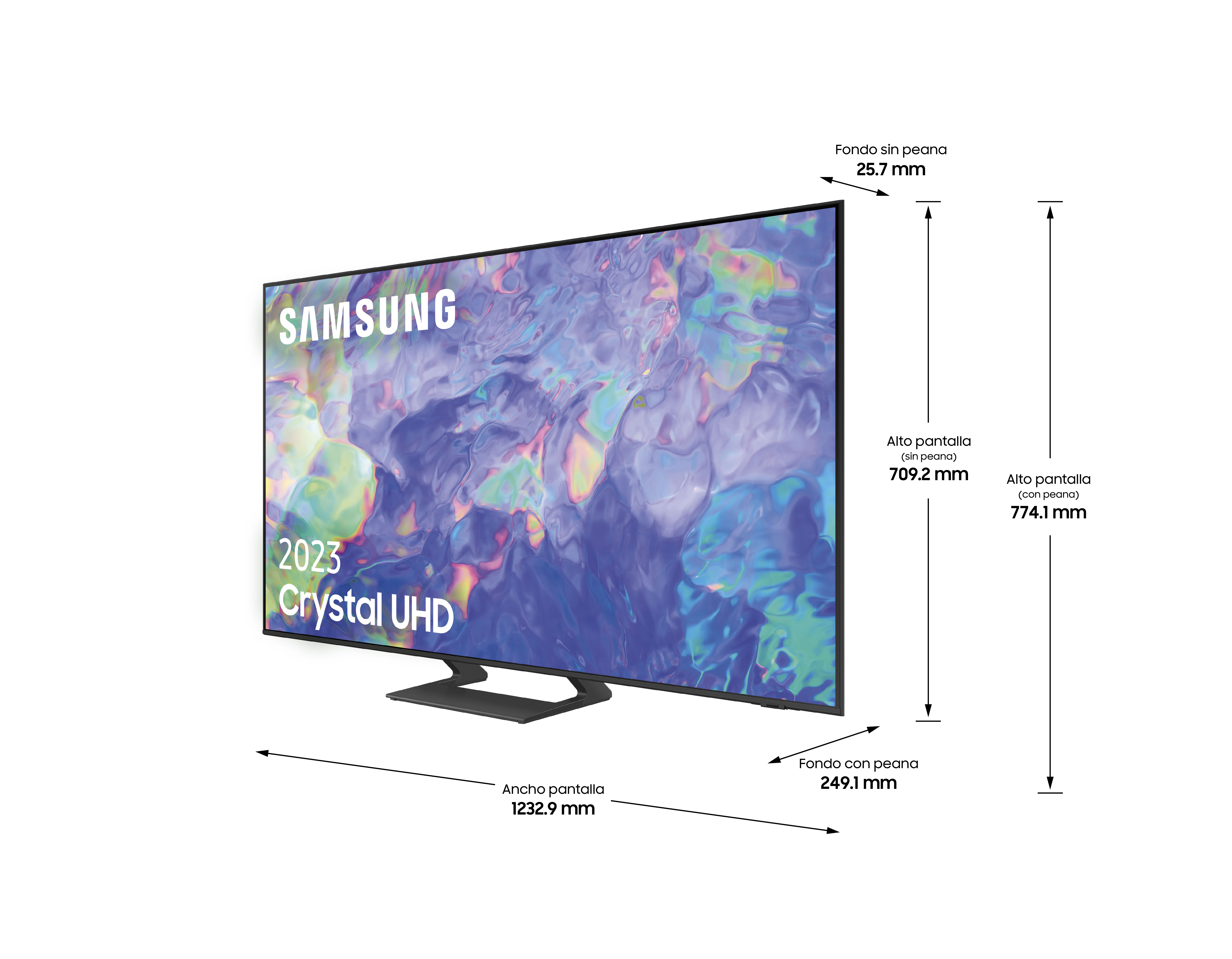 TV LED 55" - Samsung TU55CU8500KXXC, UHD 4K, Crystal Processor 4K, Smart TV, DVB-T2 (H.265), Calibración TV incluida, Titan Gray