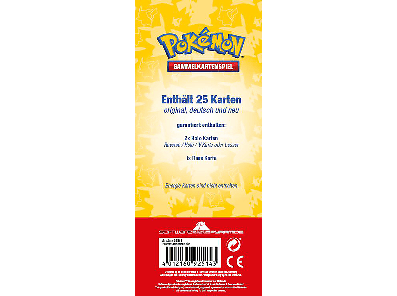 SOFTWARE PYRAMIDE Pokémon Sammelkarten | 25 Karten Sammelkarten ...