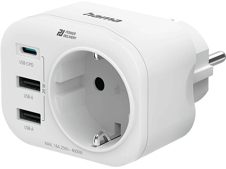 HAMA 223342 Adapter 2x USB-A, 1x USB-C Wit | MediaMarkt