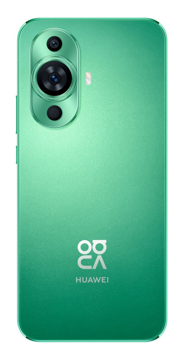 Tył zielonego telefonu komórkowego z trzema obiektywami aparatu.