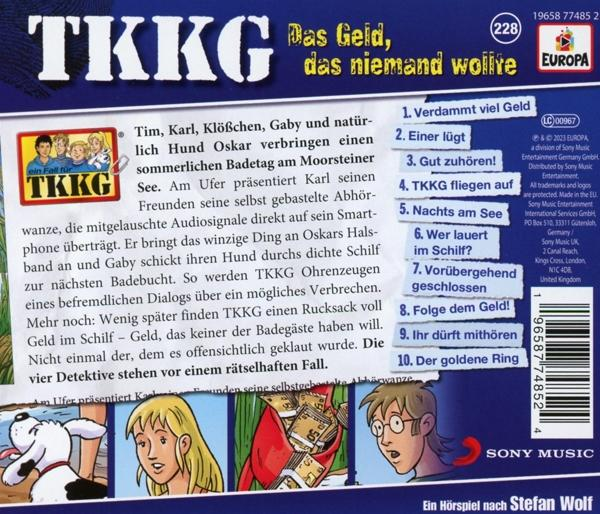 Die Rückseite eines TKKG-Buches.
