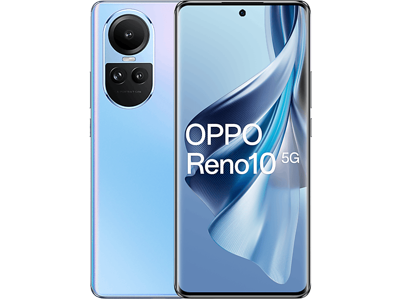 Móvil  OPPO Reno10 5G, Ice Blue, 256 GB, 8 GB RAM, 6.7 AMOLED Full HD+,  Mediatek Dimensity 7050, 5000 mAh, Android 13