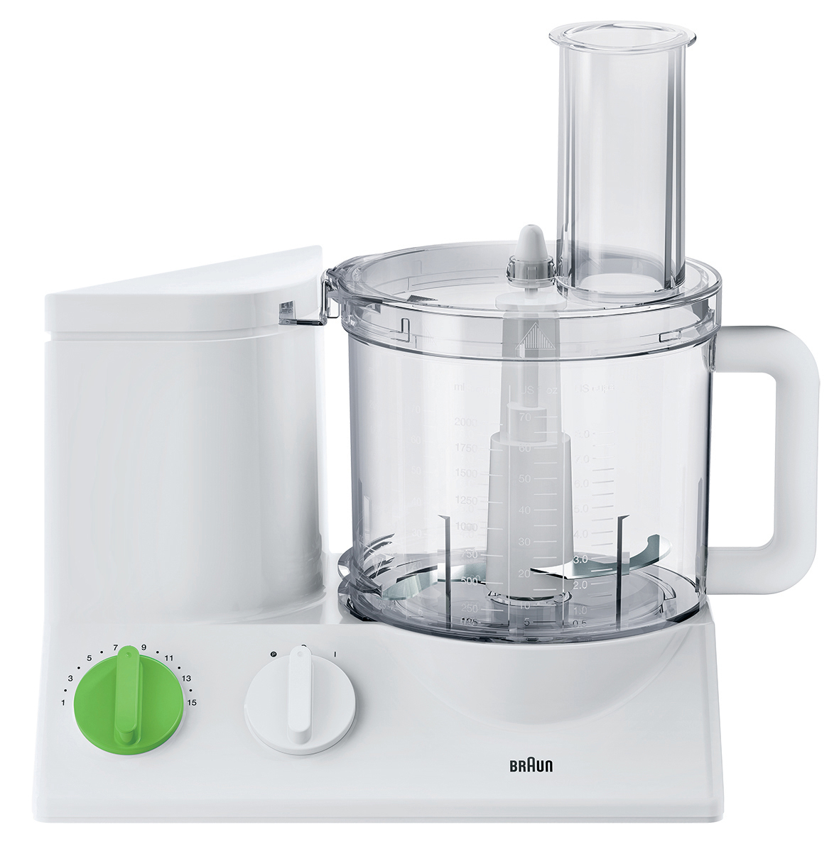 BRAUN TributeCollection FP 3010 Kompaktküchenmaschine Weiß/Grün (Rührschüsselkapazität: 2 l, 600 Watt)