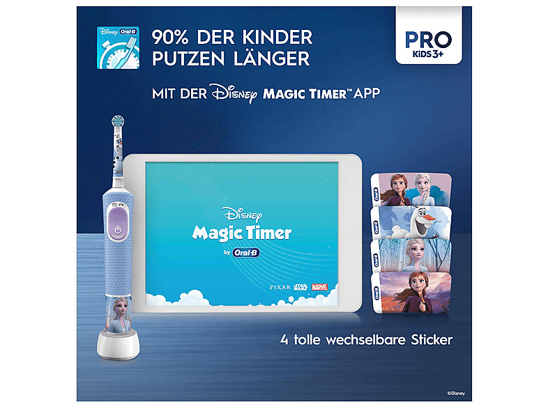 Oral-B Pro 103 Kids Frozen, Elektrische Kinderzahnbürste ab 3 Jahren, mit Reiseetui Blau — Foto 3 von 5