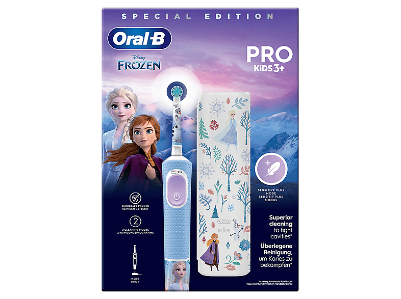 Oral-B Pro 103 Kids Frozen, Elektrische Kinderzahnbürste ab 3 Jahren, mit Reiseetui Blau — Foto 2 von 5
