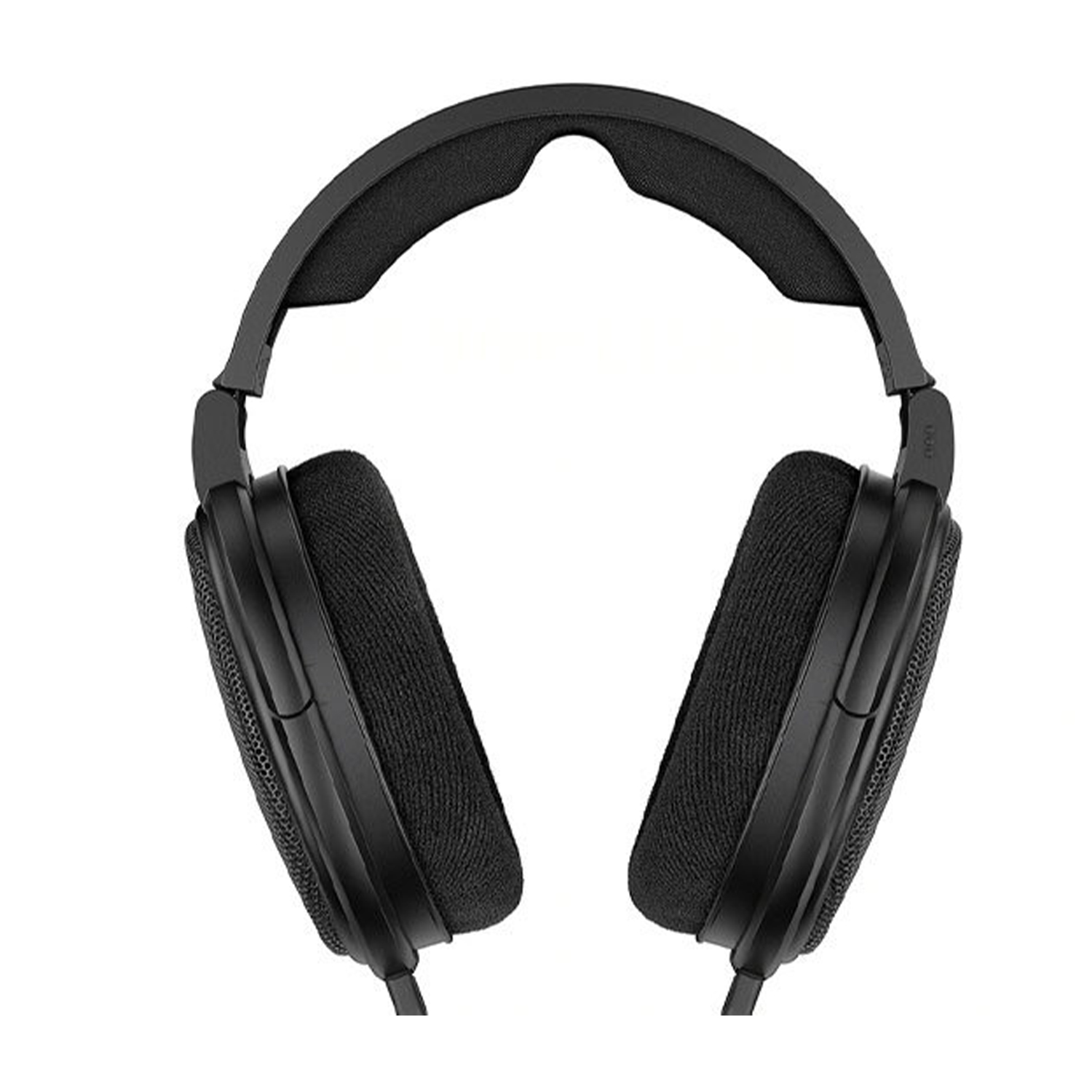 Cuffie over-ear nere. I padiglioni sono grandi e imbottiti, con una fascia di collegamento.