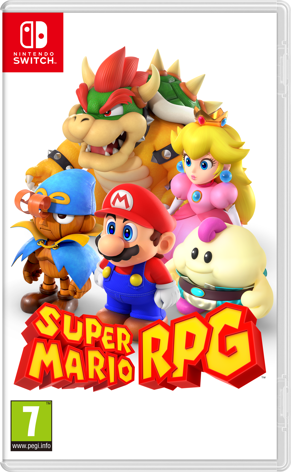 Boîte du jeu Super Mario RPG pour Nintendo Switch avec Mario, Bowser, Peach et d'autres personnages.