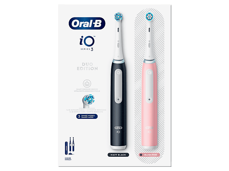 Oral-B iO Series 3n Duopack Elektrische Zahnbürste inkl. Reiseetui Matt Black/Blush Pink — Foto 2 von 5