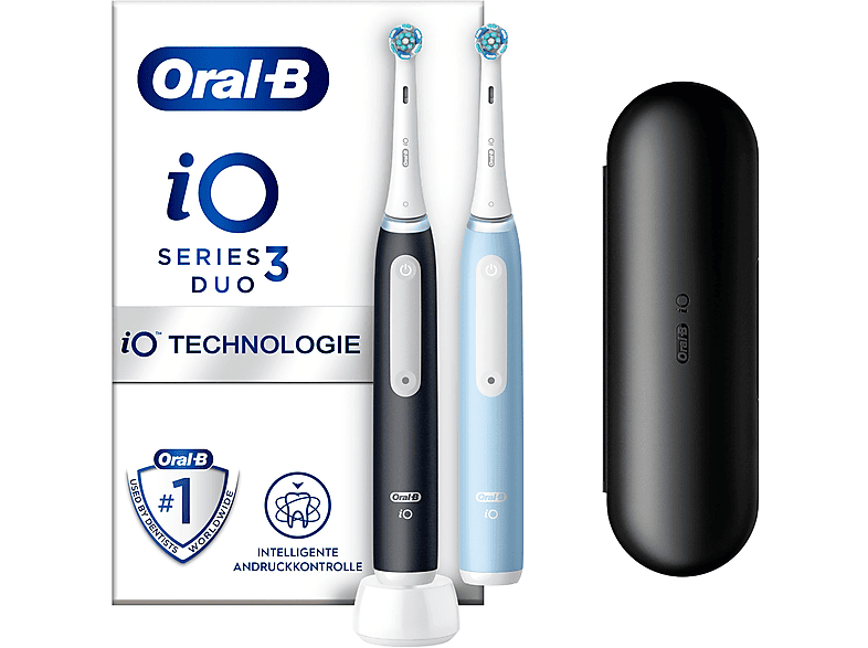 ORAL-B iO Series 3n Zahnbürste MediaMarkt Blue Elektrische Matt online kaufen Black/Ice | Duopack inkl. Reiseetui