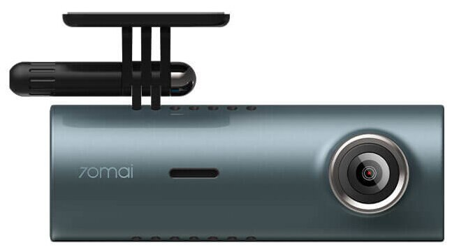 Kamera samochodowa z czarnym uchwytem montażowym i obiektywem z przodu.