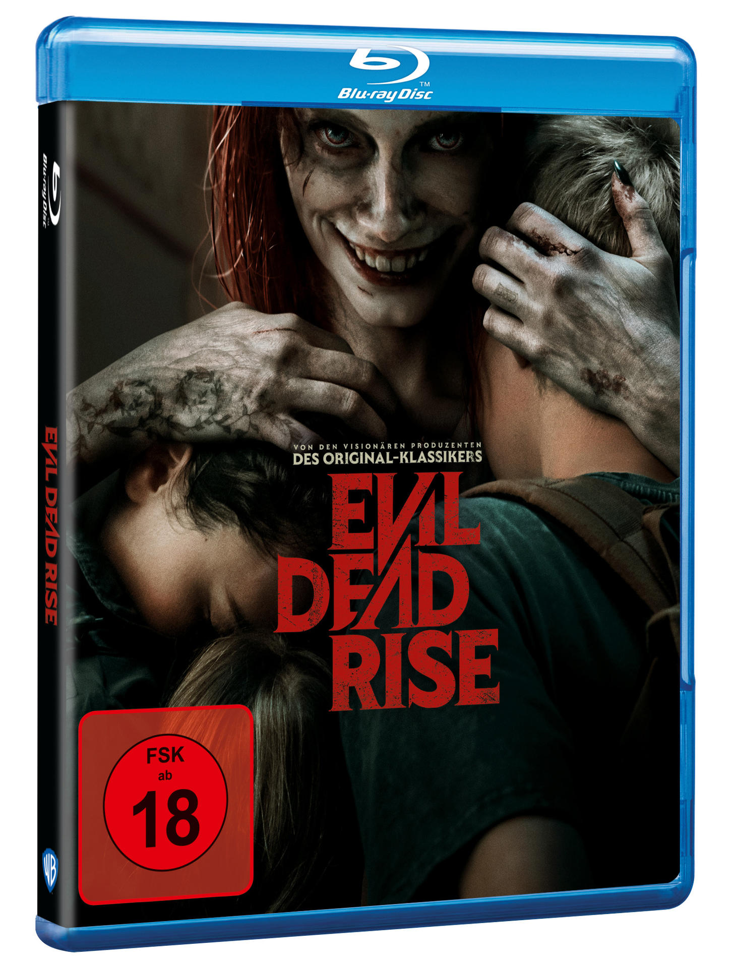 Filmcover von Evil Dead Rise, ein Horrorfilm mit einer gruseligen Frau und einem Kind.