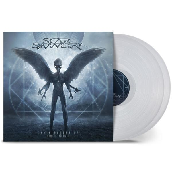 Album borító egy idegen figurával és szöveggel: 'Scar Symmetry', 'The Singularity'.