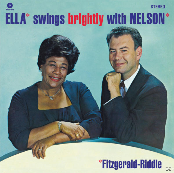Album borító: Ella swings brightly with Nelson. Két ember a borítón.
