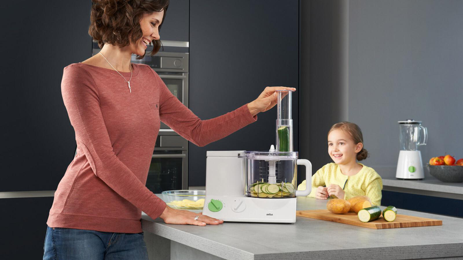 BRAUN TributeCollection FP 3010 Kompaktküchenmaschine Weiß/Grün (Rührschüsselkapazität: 2 l, 600 Watt)