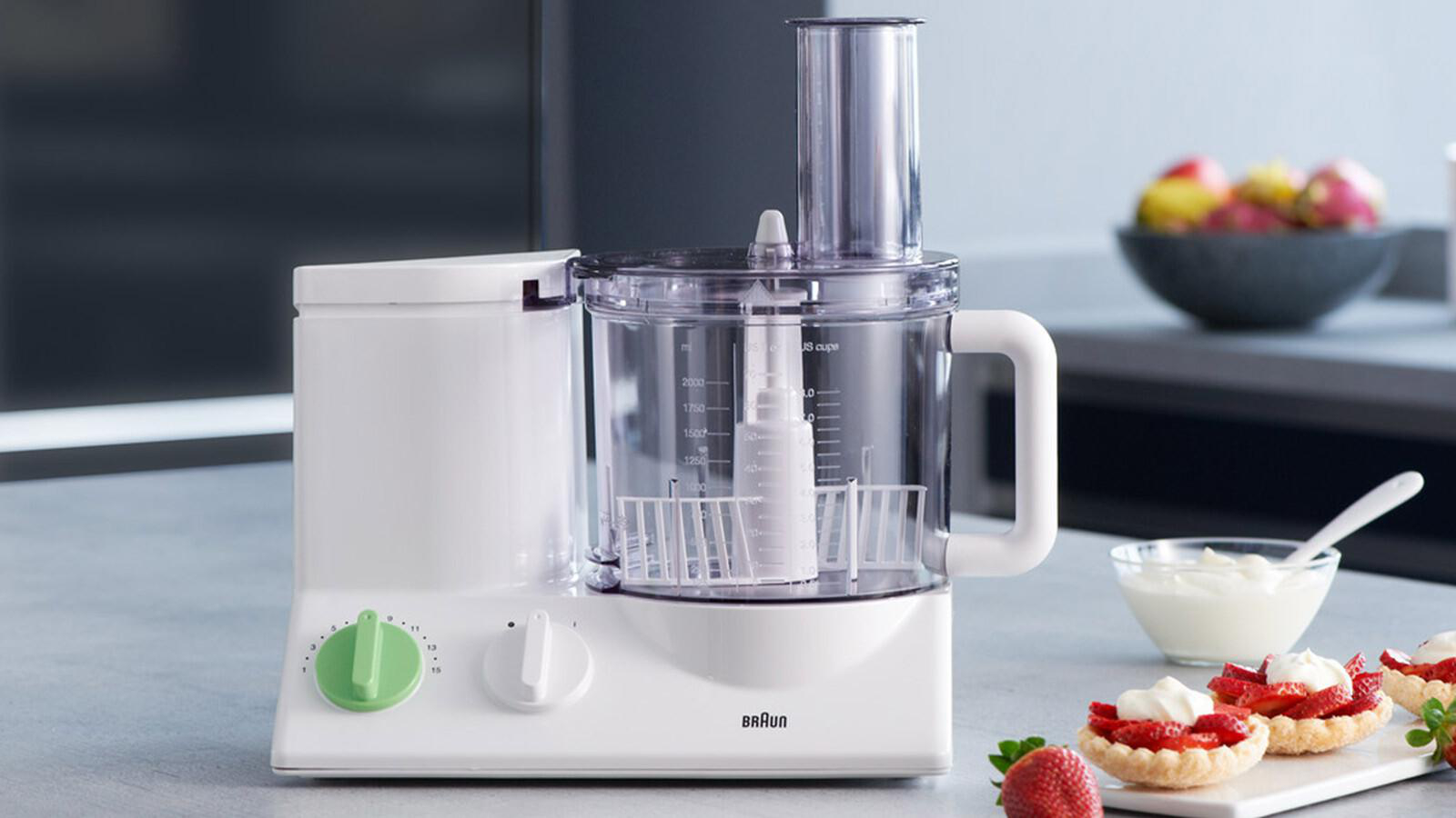 BRAUN TributeCollection FP 3010 Kompaktküchenmaschine Weiß/Grün (Rührschüsselkapazität: 2 l, 600 Watt)