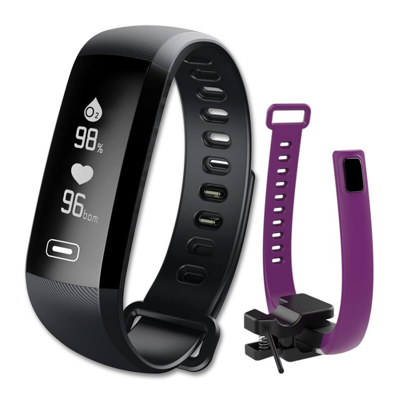 SmartBand MAXCOM Fitgo FW 11 Light Czarny + fioletowy pasek