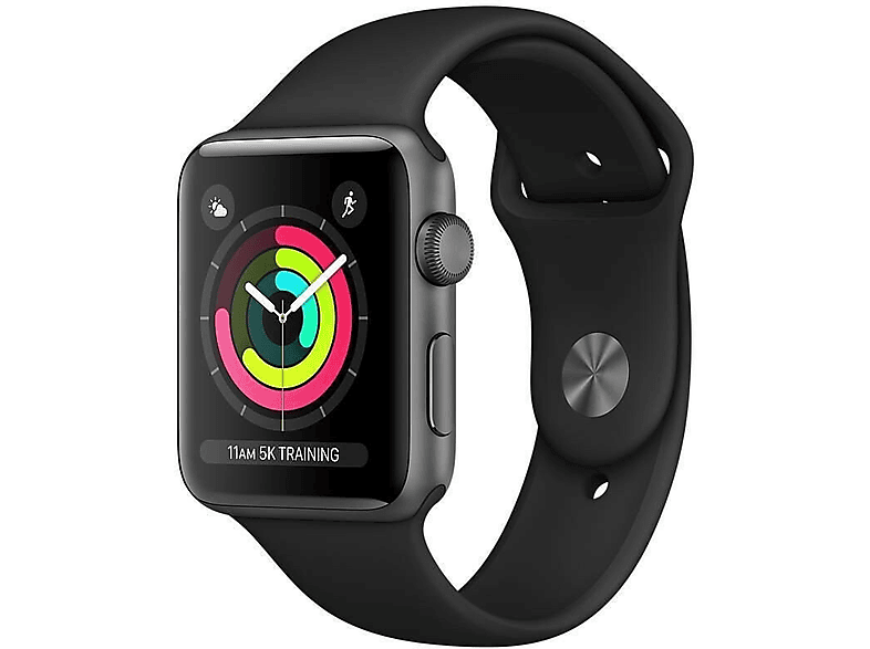 SmartWatch APPLE Watch Series 3 Koperta 42 mm z aluminium w kolorze gwiezdnej szarości paskiem sportowym w kolorze czarnym MTF32MP/A SmartWatch APPLE Watch Series 3 Koperta 42 mm z aluminium w kolorze gwiezdnej szarości paskiem sportowym w kolorze czarnym MTF32MP/A