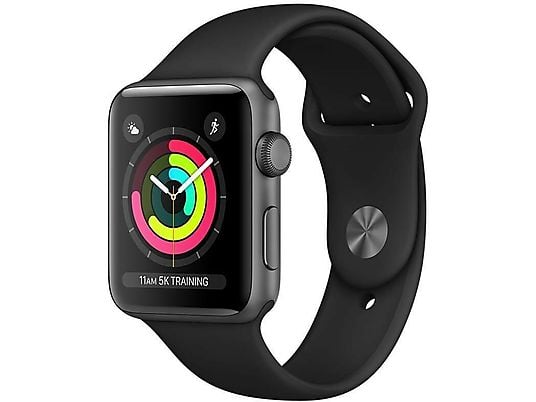 SmartWatch APPLE Watch Series 3 Koperta 42 mm z aluminium w kolorze gwiezdnej szarości paskiem sportowym w kolorze czarnym MTF32MP/A