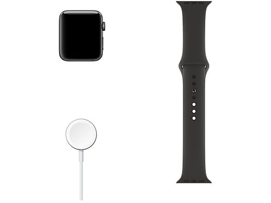 SmartWatch APPLE Watch Series 3 Koperta 42 mm z aluminium w kolorze gwiezdnej szarości paskiem sportowym w kolorze czarnym MTF32MP/A