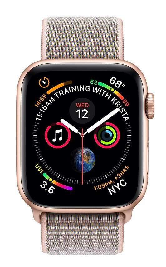 SmartWatch APPLE Watch Series 4 GPS+Cellular Koperta 44 mm z aluminium w kolorze złotym z opaską sportową w kolorze piaskowego różu MTVX2WB/A