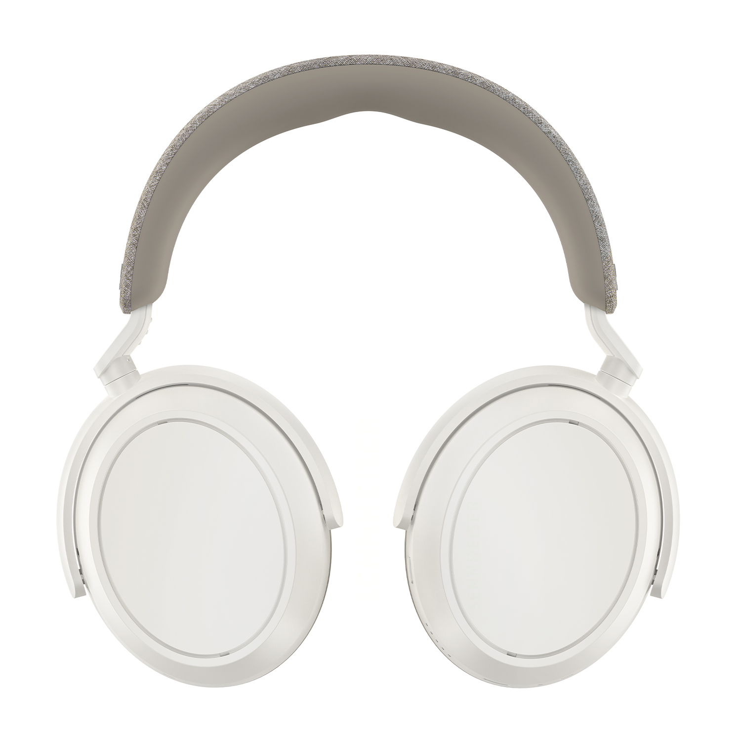 Cuffie bianche con archetto grigio.