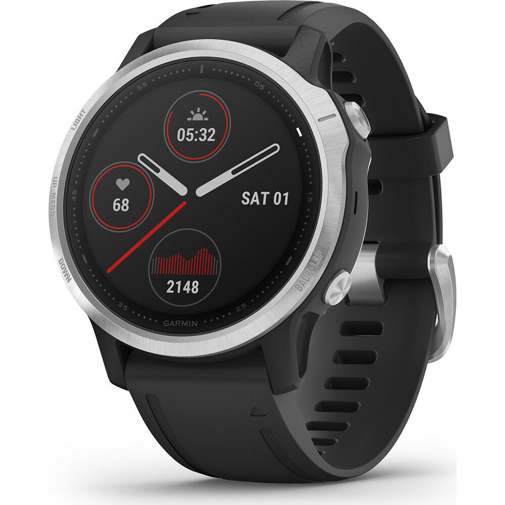 Zegarek sportowy z GPS GARMIN Fenix 6S 42mm Srebrny z czarnym paskiem 010-02159-01