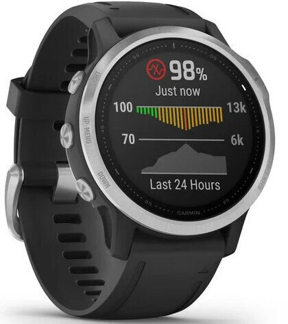 Zegarek sportowy z GPS GARMIN Fenix 6S 42mm Srebrny z czarnym paskiem 010-02159-01