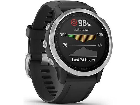 Zegarek sportowy z GPS GARMIN Fenix 6S 42mm Srebrny z czarnym paskiem 010-02159-01