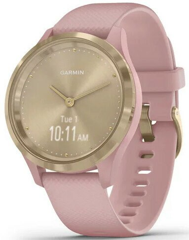 Smartwatch GARMIN Vivomove 3S 39 mm Jasnozłota ramka ze stali nierdzewnej z ciemnoróżową kopertą i silikonowym paskiem 010-02238-21