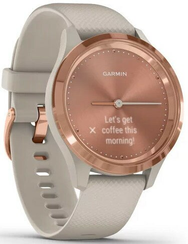 Smartwatch GARMIN Vivomove 3S 39 mm Różowozłota ramka ze stali nierdzewnej z jasnopiaskową kopertą i silikonowym paskiem 010-02238-22